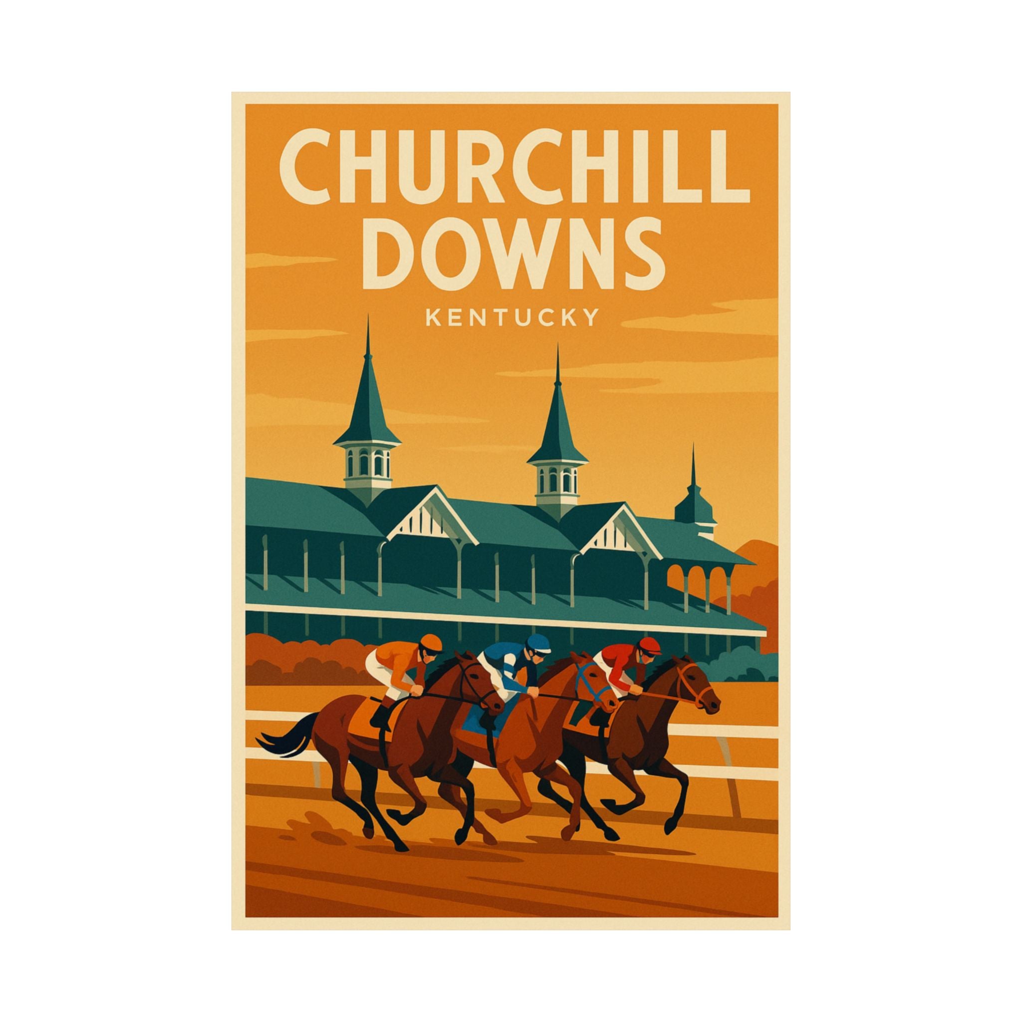 Churchill Downs Kentucky Matte Poster | Vintage Horse Racing Travel Art Print