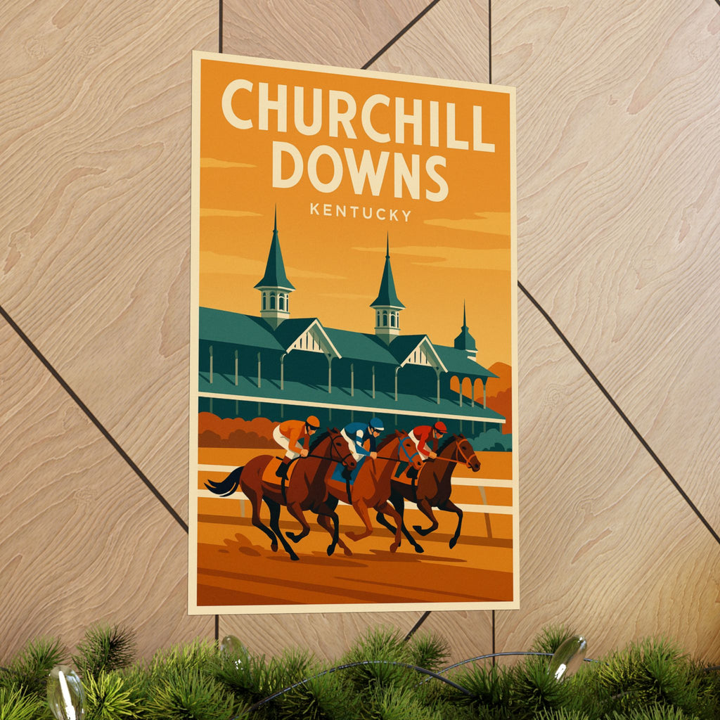 Churchill Downs Kentucky Matte Poster | Vintage Horse Racing Travel Art Print