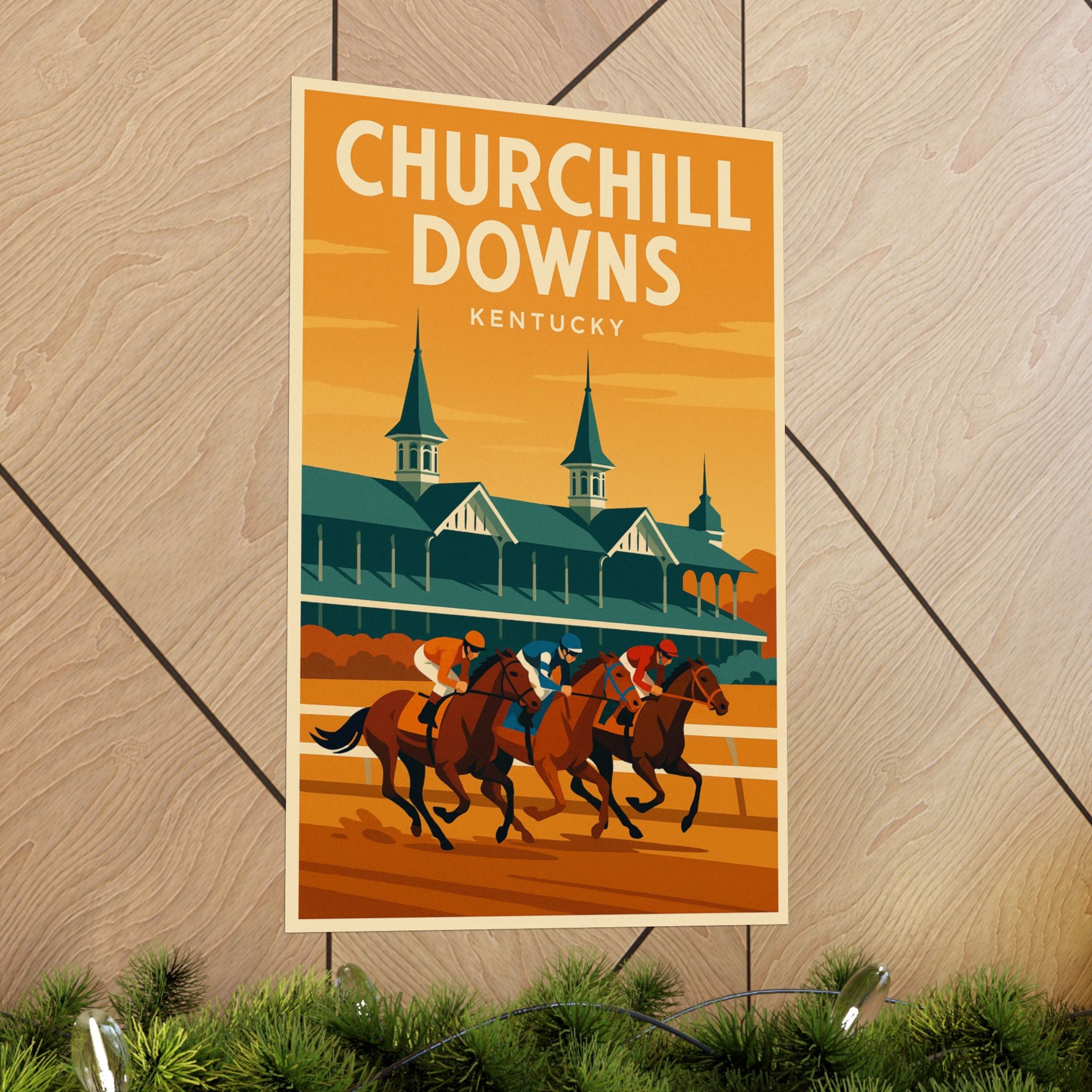 Churchill Downs Kentucky Matte Poster | Vintage Horse Racing Travel Art Print