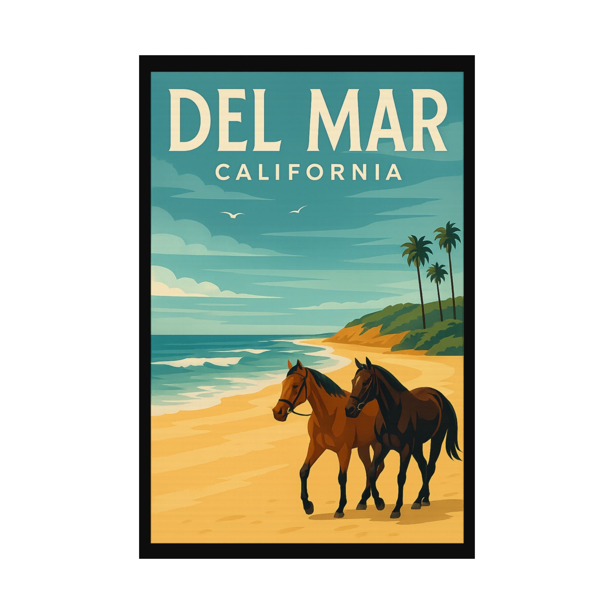 Del Mar Beach Horses - 16" x 24" Matte Poster