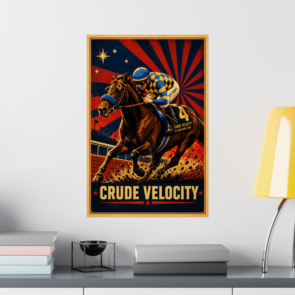 Crude Velocity Matte Poster | Vintage Horse Racing Art Print