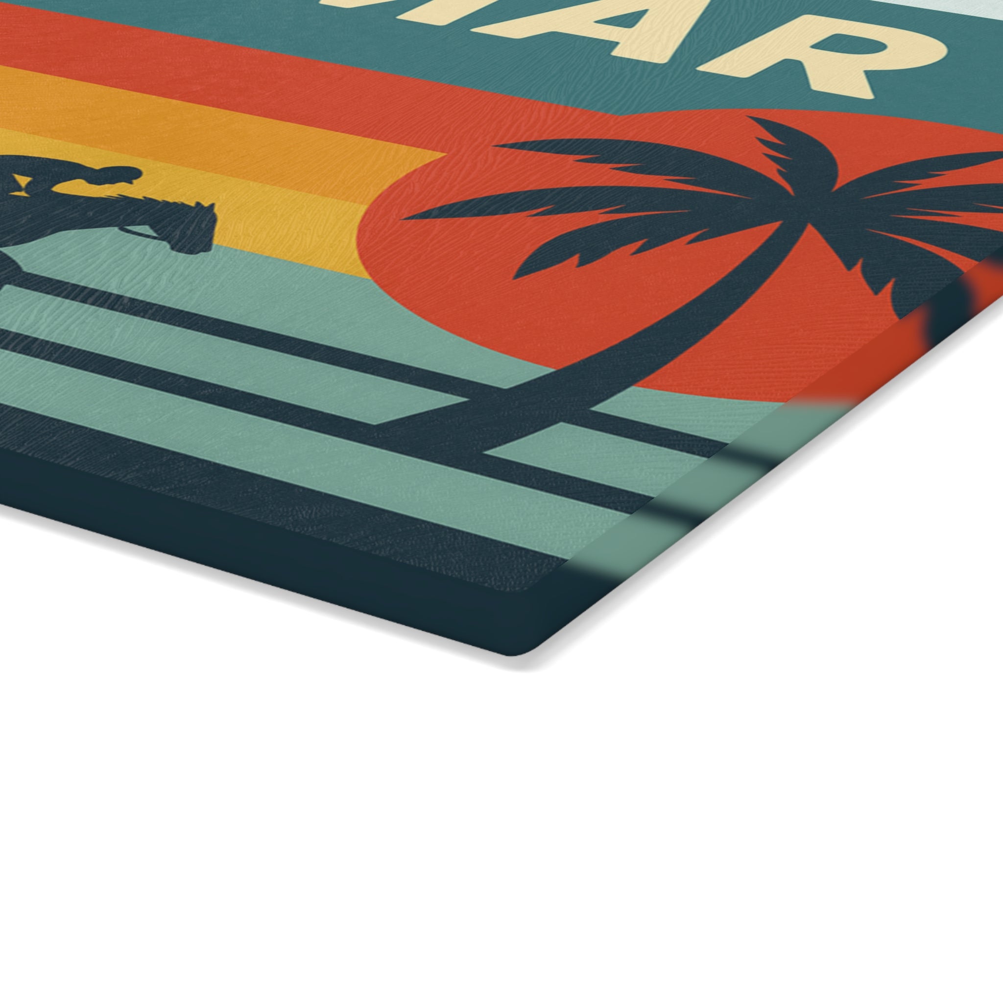 Del Mar Retro Horse Racing Glass Cutting Board