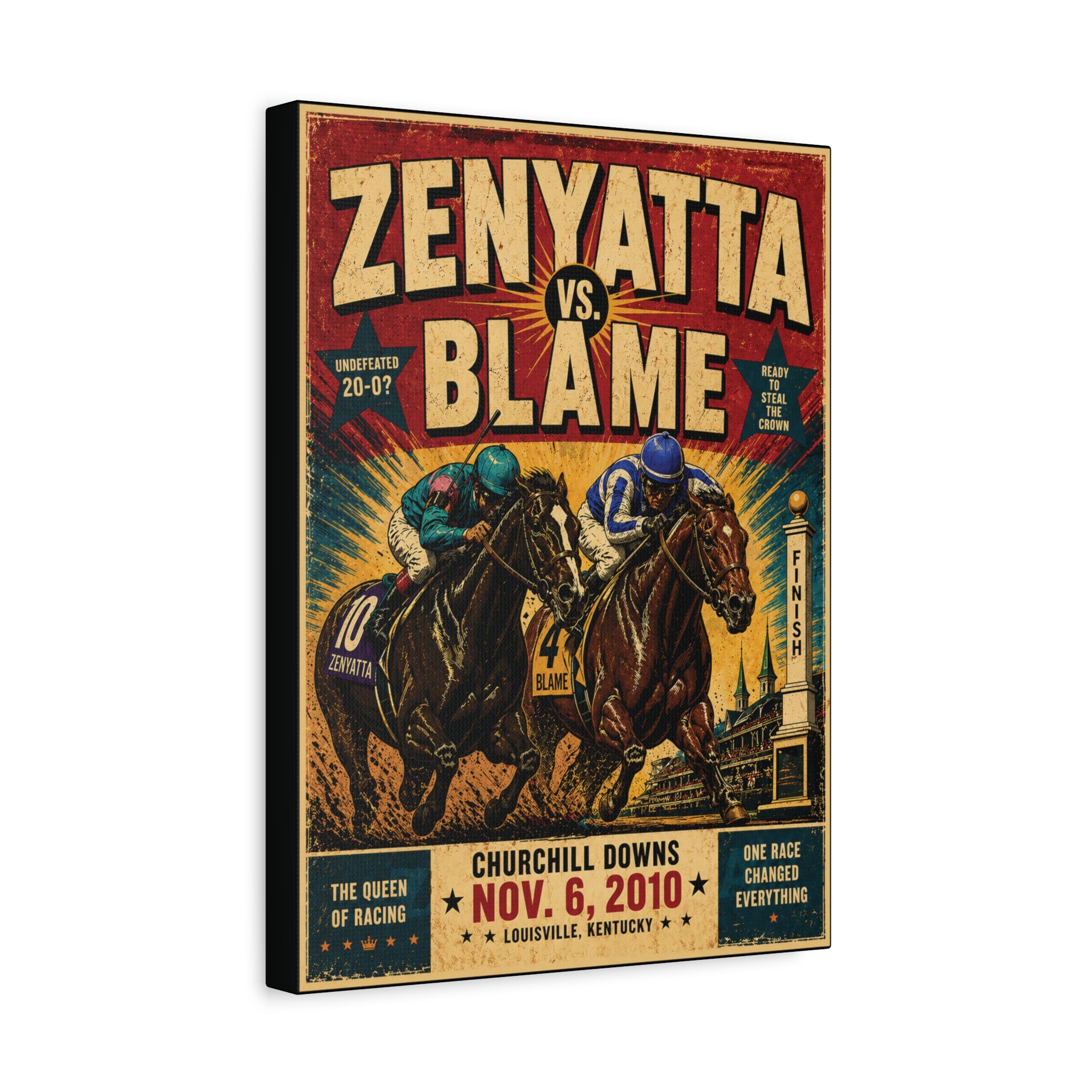 Canvas Print — Zenyatta vs. Blame 2010 Breeders' Cup Classic (Matte Stretched 1.25")