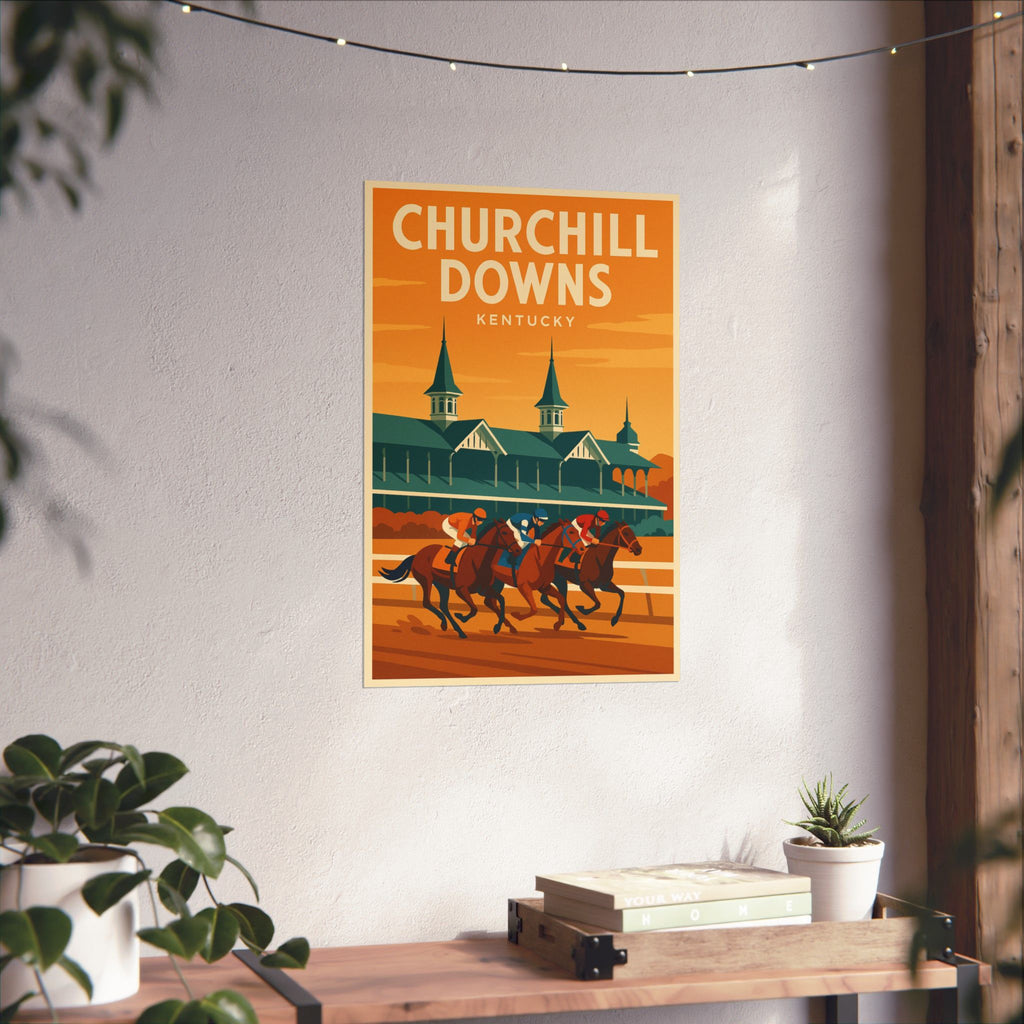 Churchill Downs Kentucky Matte Poster | Vintage Horse Racing Travel Art Print