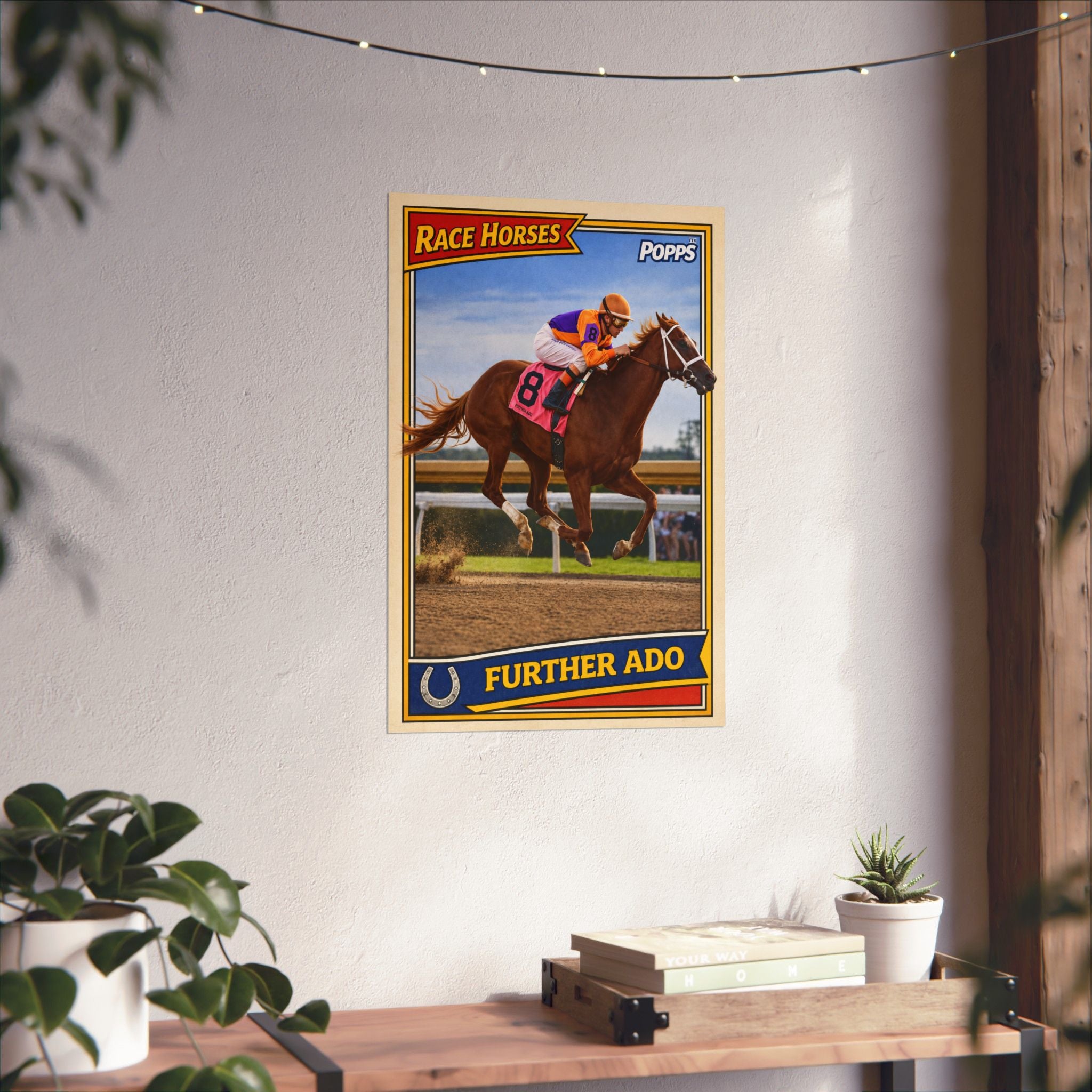 Further Ado Vintage Trading Card Style Horse Racing Poster- Matte Vertical Poster