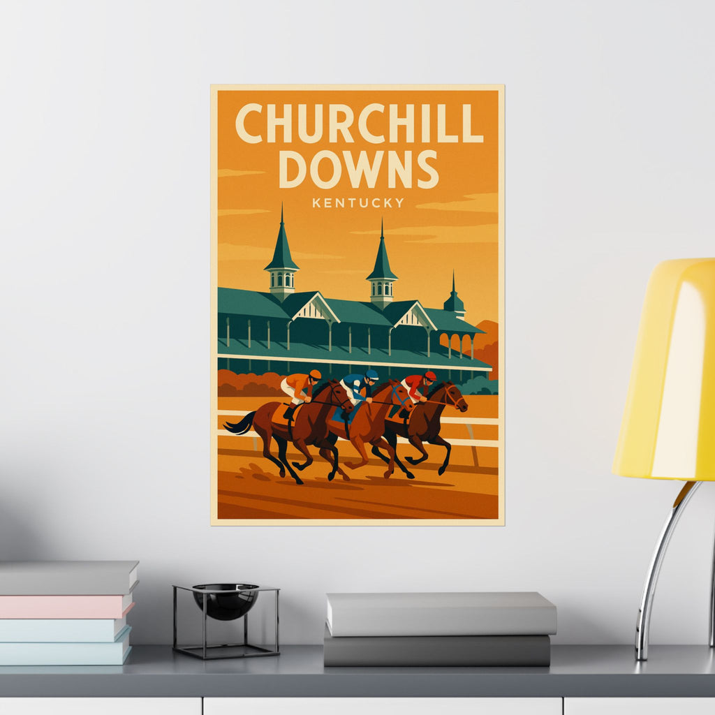 Churchill Downs Kentucky Matte Poster | Vintage Horse Racing Travel Art Print