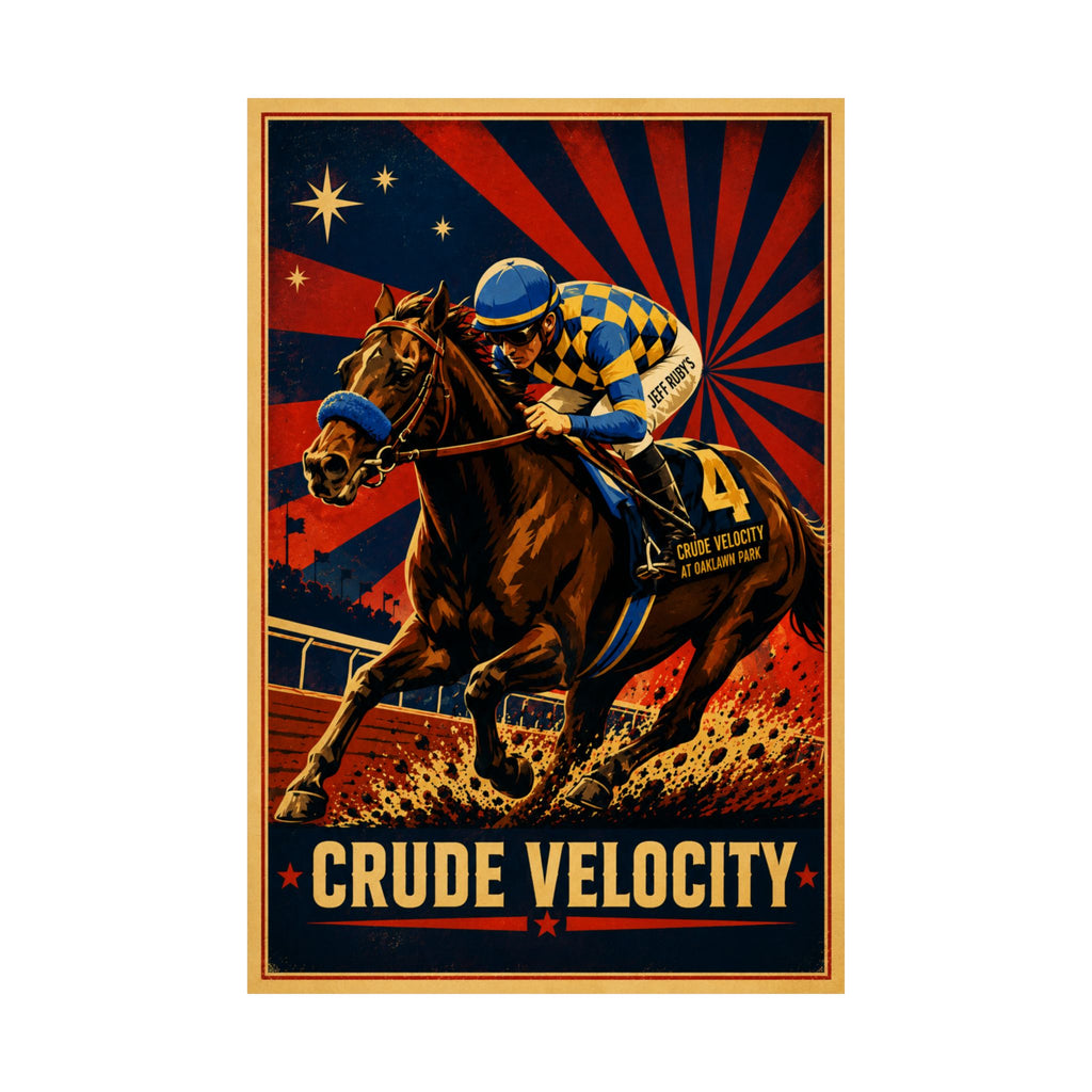 Crude Velocity Matte Poster | Vintage Horse Racing Art Print